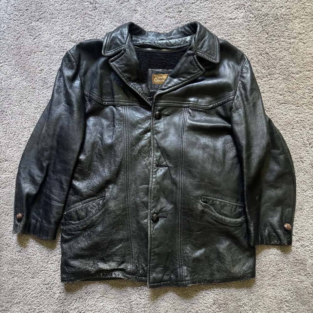 Vintage 70s Town and Country Howard Genuine Leather Jacket with Removable Faux F